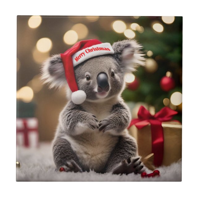 "Koala Kris Kringle: Christmas Down Under" Ceramic Tile (Front)