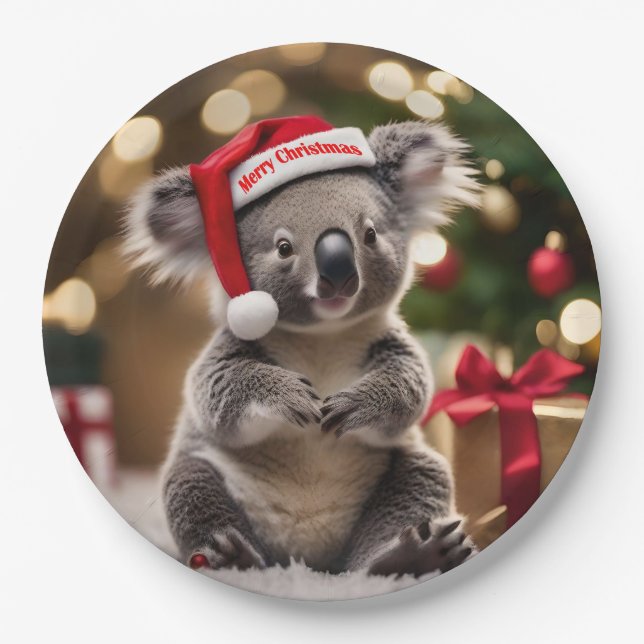 "Koala Kris Kringle: Christmas Down Under" Paper Plates (Front)
