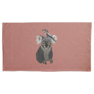 KOALA & LILLAC BIRD PILLOW CASE