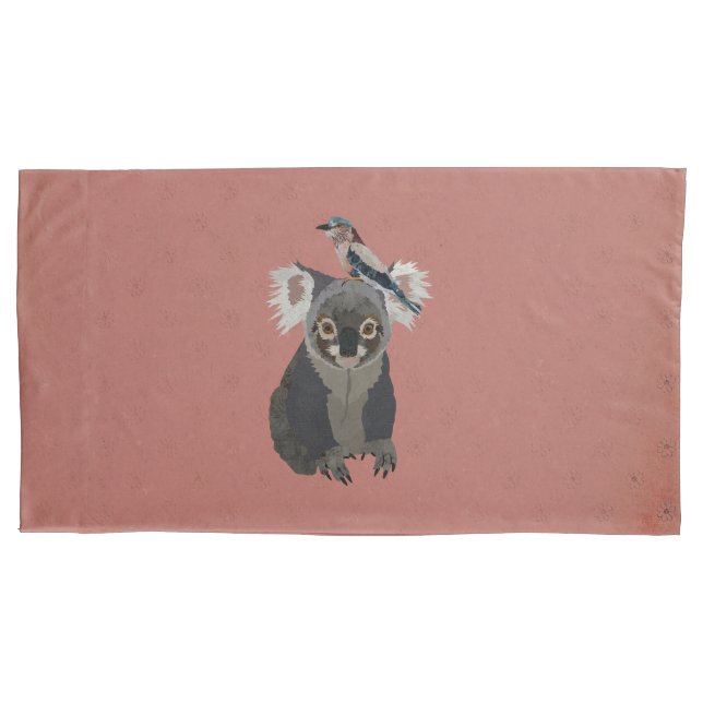 KOALA & LILLAC BIRD PILLOW CASE (Front)