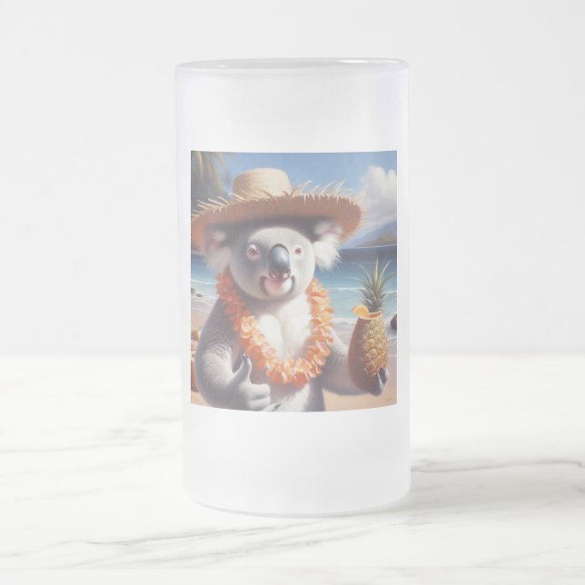 Koala Luau Frosted Glass Beer Mug (Center)