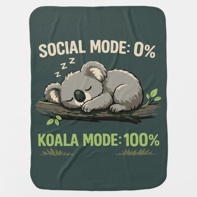 Koala Mode Funny Introvert Baby Blanket (Front)