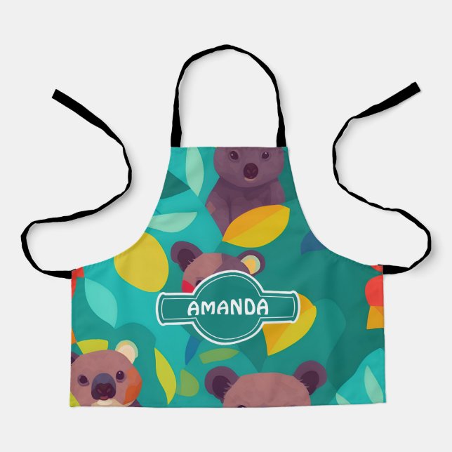 Koala Mosaic Colorful Personalized Pattern Apron (Front)