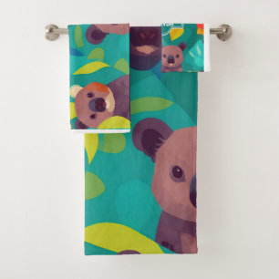 Koala Mosaic Colorful Personalized Pattern Bath Towel Set
