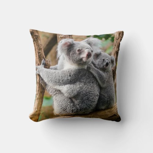 Koala Mother And Baby Throw Pillow