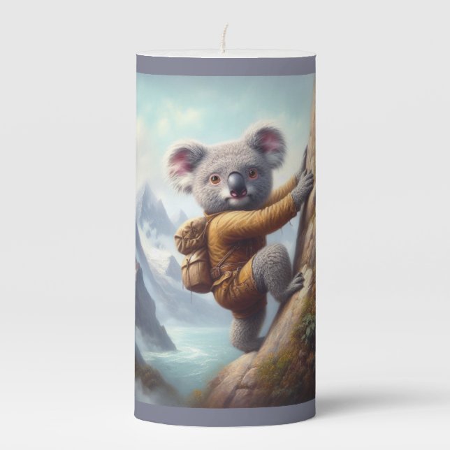 Koala Mountain Climbing Pillar Candle (Front)