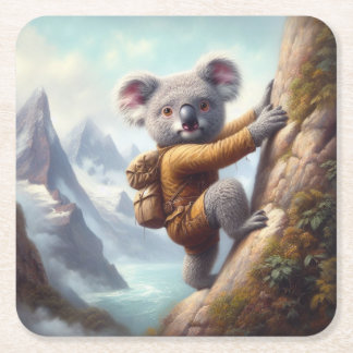 Koala Mountain Climbing Square Paper Coaster