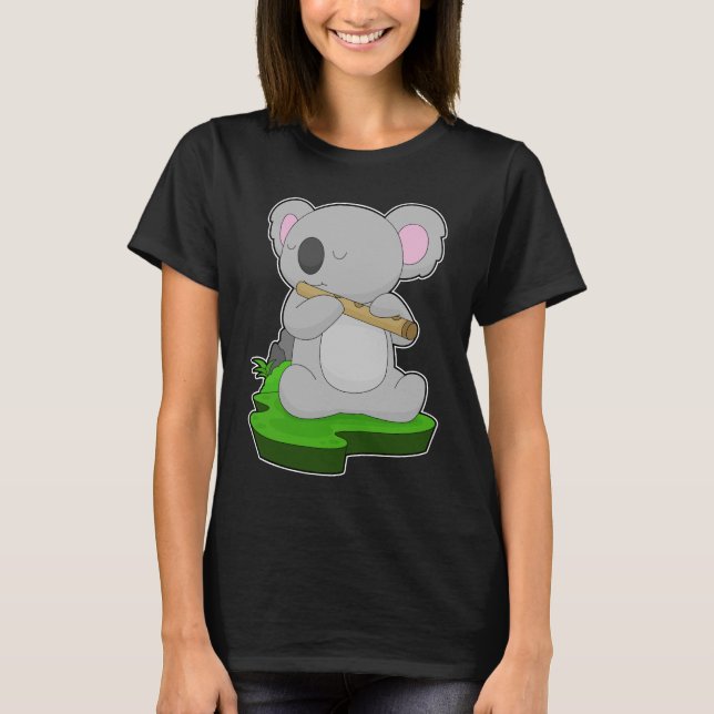 Koala Musician Flute Music T-Shirt (Front)