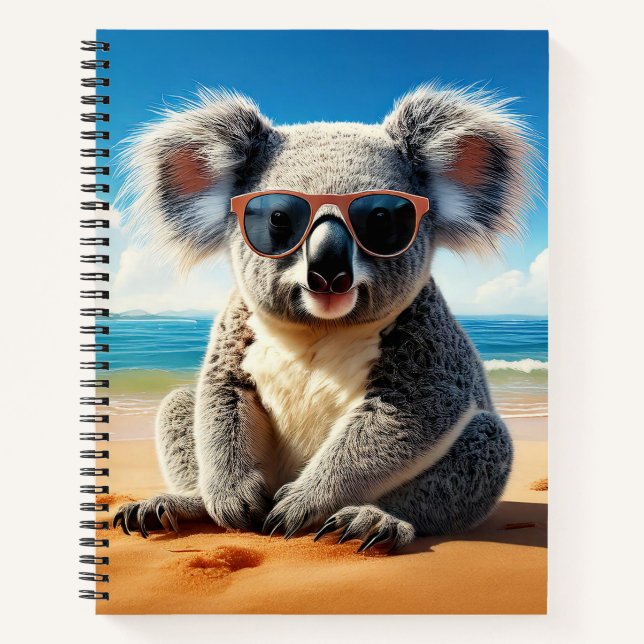 Koala on a sandy beach  notebook (Front)