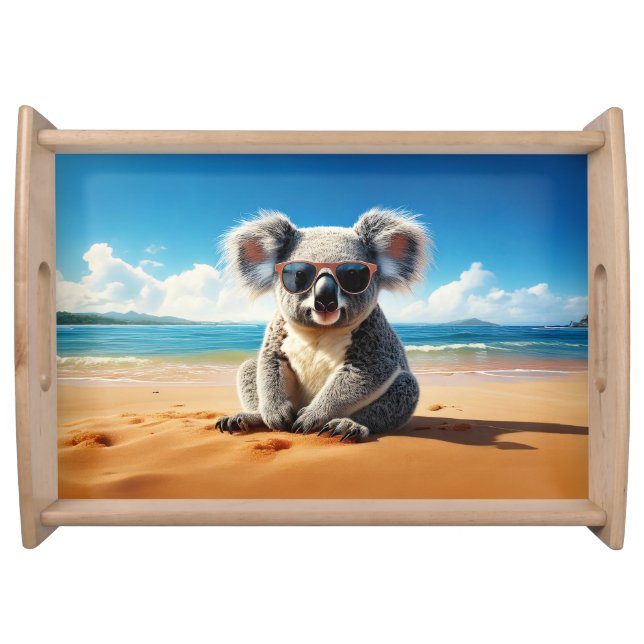 Koala on a sandy beach  serving tray (Front)