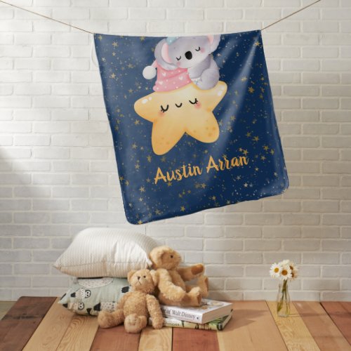 Koala On A Star Baby Blanket