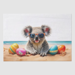 Koala on beach with Easter eggs Tissue Paper