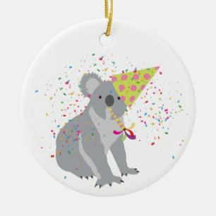 Koala Partying - Animals Having a Party Ceramic Ornament