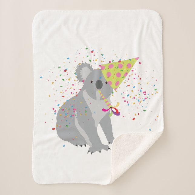 Koala Partying - Animals Having a Party Sherpa Blanket (Front)