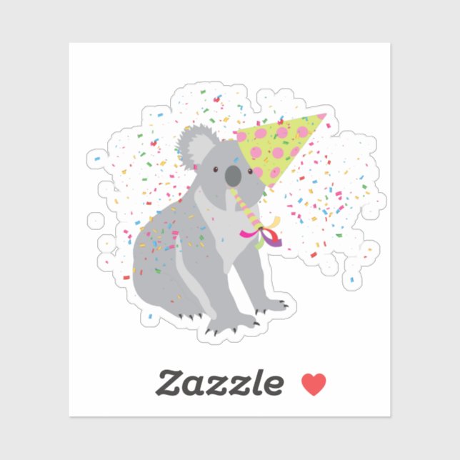 Koala Partying - Animals Having a Party Sticker (Sheet)