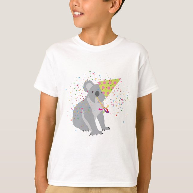 Koala Partying - Animals Having a Party T-Shirt (Front)