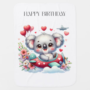 Koala Pilot Birthday Baby Blanket