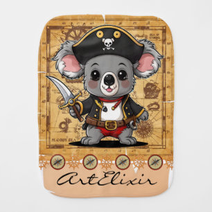 Koala Pirate Print Baby Burp Cloth