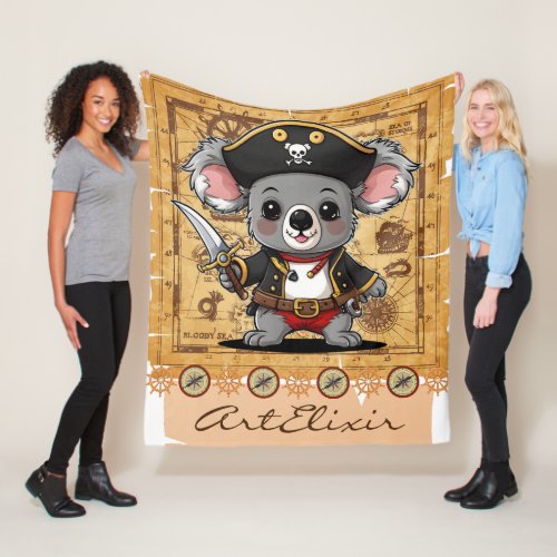 Koala Pirate Print  Fleece Blanket