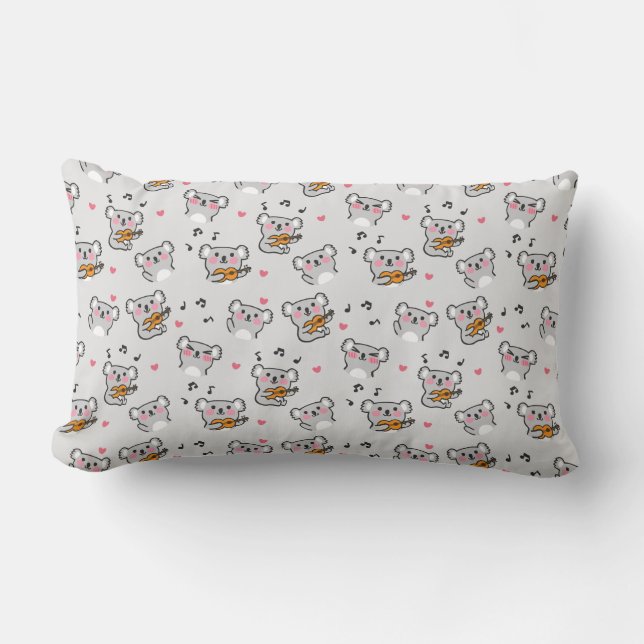 Koala playing guitar Lumbar Pillow (Front)