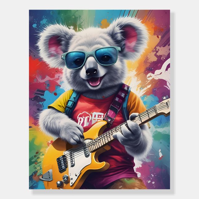 Koala playing guitar, rock graffiti foam board (Front)
