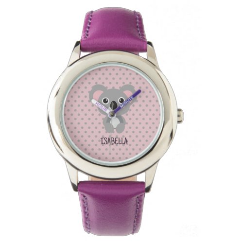 Koala Purple Kids Name Personalized Watch