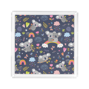 Koala Rainbow Love Pattern Acrylic Tray
