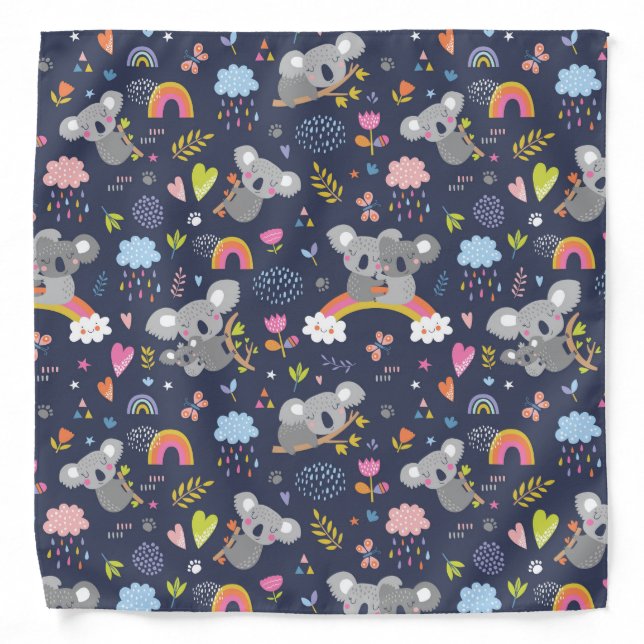 Koala Rainbow Love Pattern Bandana (Front)
