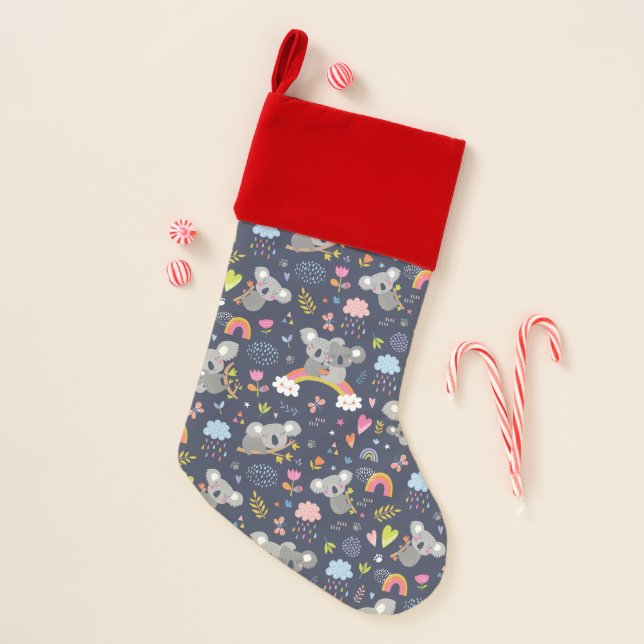 Koala Rainbow Love Pattern Christmas Stocking (Front)