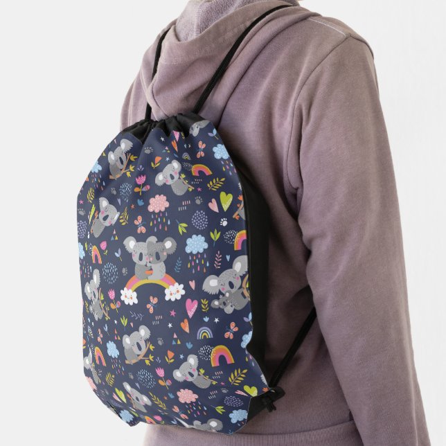 Koala Rainbow Love Pattern Drawstring Bag (Insitu)