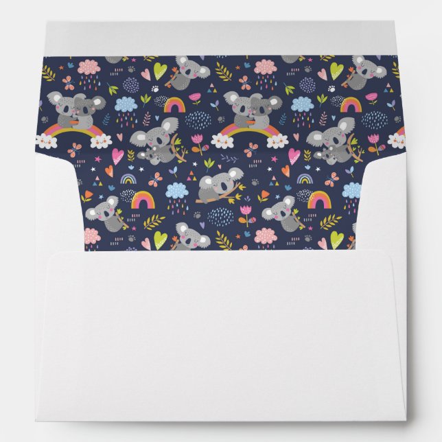 Koala Rainbow Love Pattern Envelope (Back (Bottom))