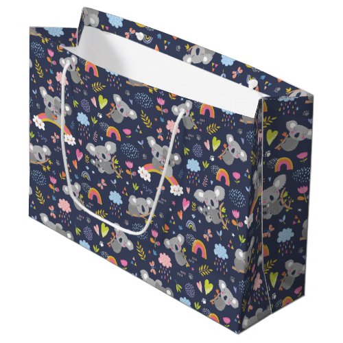 Koala Rainbow Love Pattern Large Gift Bag