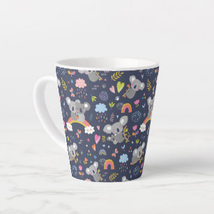 Koala Rainbow Love Pattern Latte Mug