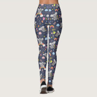 Pink koala with boombox and tropical leaves design leggings, Zazzle