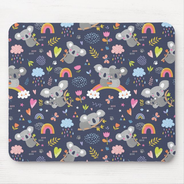 Koala Rainbow Love Pattern Mouse Pad (Front)
