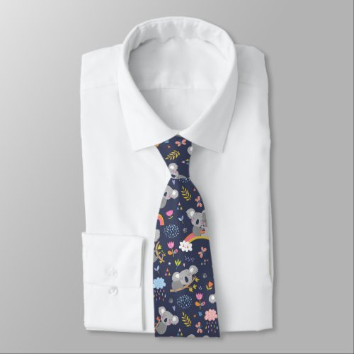 Koala Rainbow Love Pattern Neck Tie