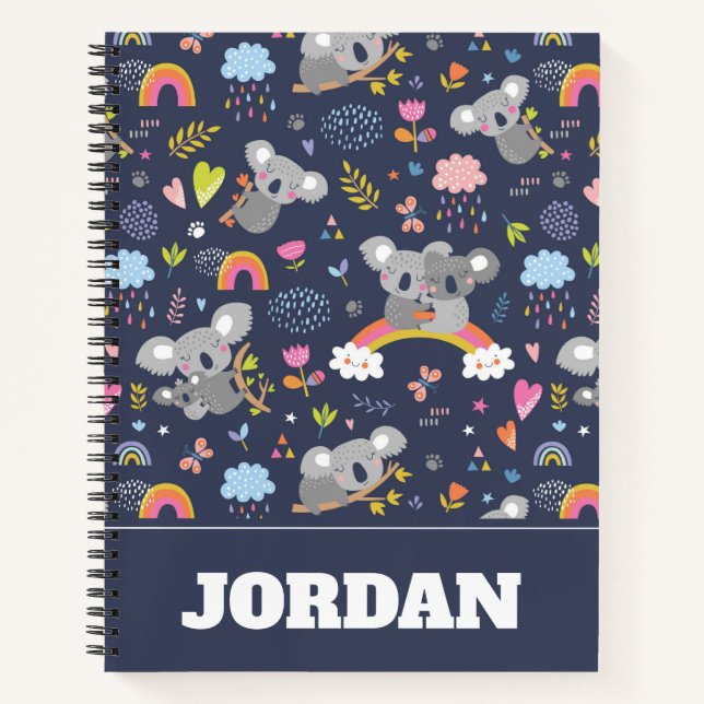 Koala Rainbow Love Pattern Notebook (Front)