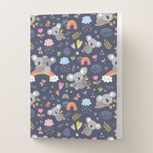 Koala Rainbow Love Pattern Pocket Folder