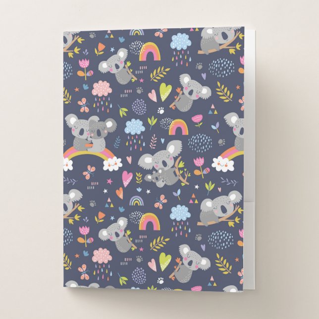 Koala Rainbow Love Pattern Pocket Folder (Front)
