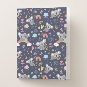 Koala Rainbow Love Pattern Pocket Folder
