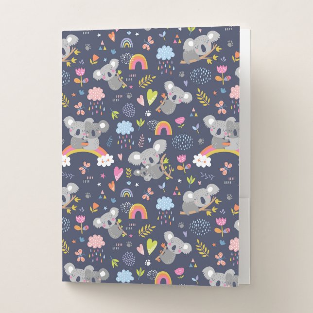 Koala Rainbow Love Pattern Pocket Folder (Front)