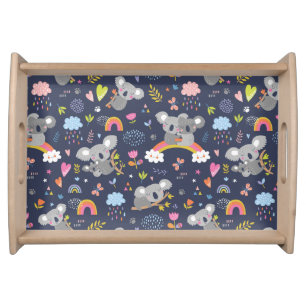 Koala Rainbow Love Pattern Serving Tray