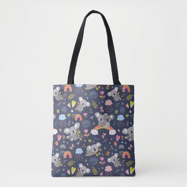 Koala Rainbow Love Pattern Tote Bag (Front)