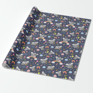 Koala Rainbow Love Pattern Wrapping Paper