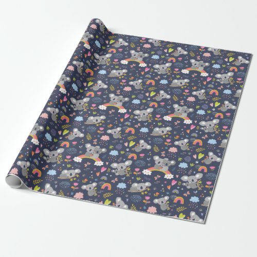 Koala Rainbow Love Pattern Wrapping Paper