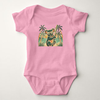 Koala Relaxing on the Beach – Tropical Summer Vibe Baby Bodysuit