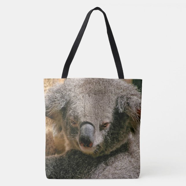 Koala Resting Against Tree Bark Tote Bag (Front)