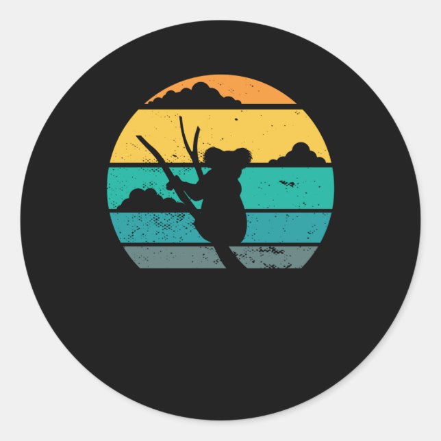 Koala Retro Style | Koala Bear Gift Classic Round Sticker (Front)