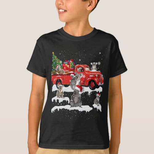 Koala Riding Red Truck Merry Christmas X_mas Ugly  T_Shirt