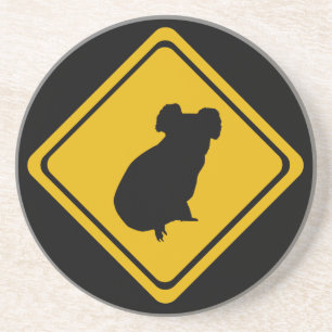 koala road sign drink coaster